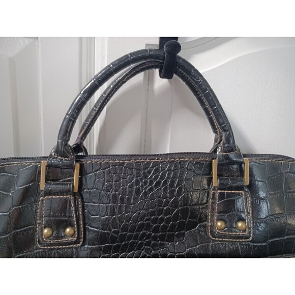 WORTHINGTON FAUX LEATHER BLACK ALLIGATOR TOTE BAG LARGE PURSE - Picture 10 of 15